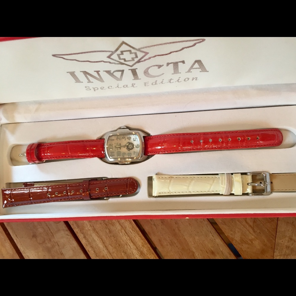 Invita watch with 3 interchangeable straps.